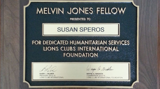 Melvin Jones Fellow Award Susan Speros